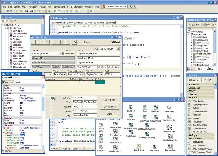 Рис. 1. «Классический» режим работы среды Delphi 2005