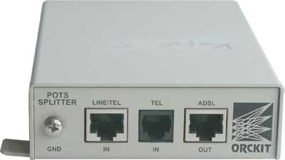 Частотный разделитель (Splitter), предназначенный для разделения низкочастотного сигнала обычной телефонной связи (спектра голосовых сигналов) и высокочастотного цифрового сигнала ADSL