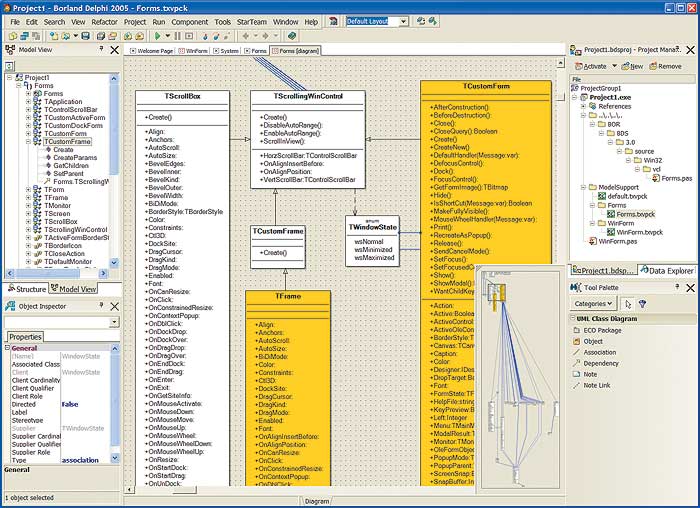 Рис. 2. UML-визуализация в среде Delphi 2005 на основе ядра Borland Together