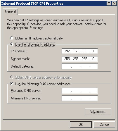 Статический IP-адрес, автоматически присвоенный компьютеру, выполняющему функции шлюза по выходу в Интернет