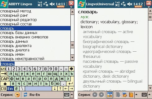 ABBYY Lingvo Multilanguage 9.0 имеет двухоконный интерфейс