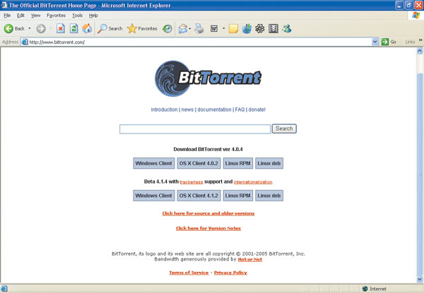 Рис. 6. Сайт BitTorrent