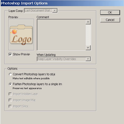 Рис. 23. Импорт PSD-изображения в программу Illustrator