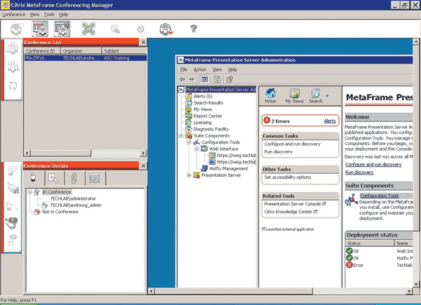 Управление MetaFrame Conferencing Manager из Access Suite Console