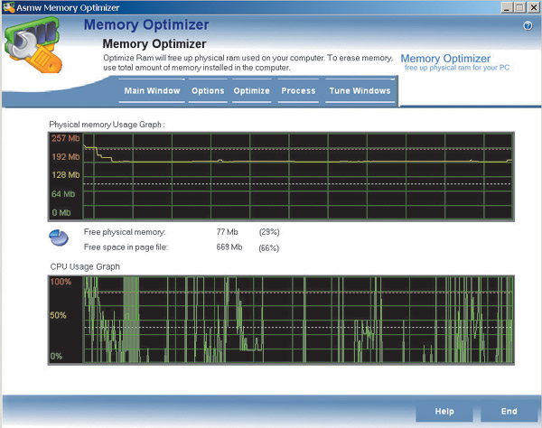 Рис. 7. Мониторинг и оптимизация памяти утилитой Memory Optimizer