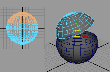 Рис. 27. Исходная сфера (слева) и сфера с извлеченными гранями (справа)