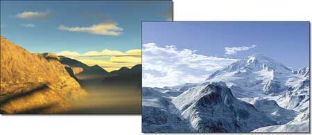 Примеры ландшафтов, созданных в Terragen
