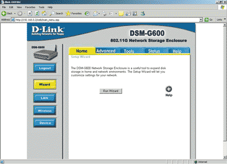 Web-интерфейс управления D-Link DSM-G600