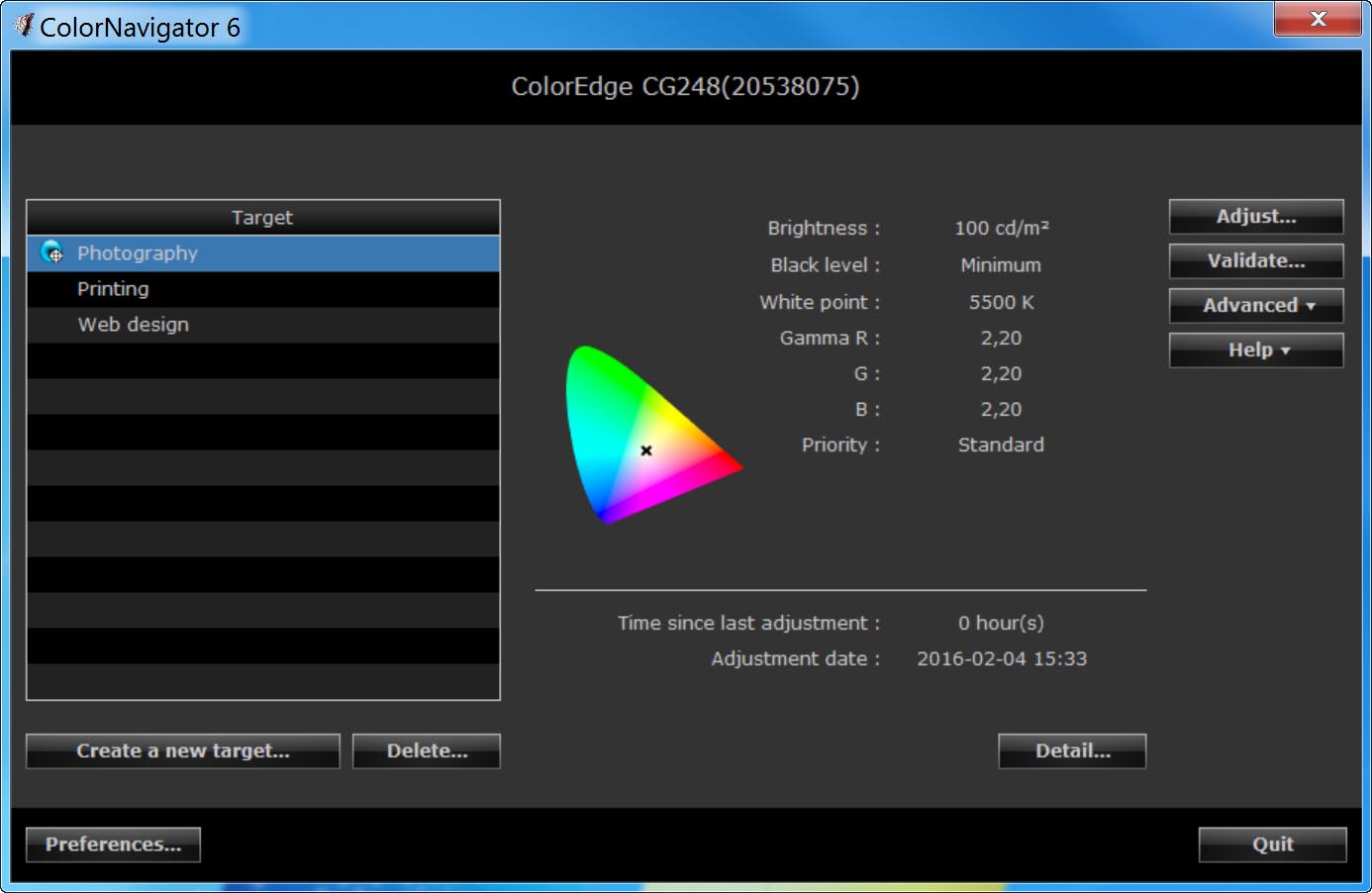 Интерфейс программы ColorNavigator