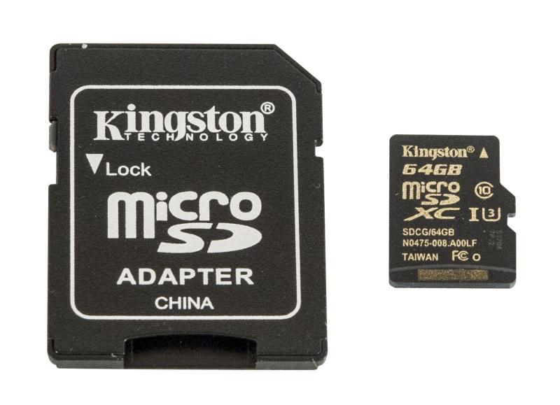 Kingston microSD Gold UHS-I Speed Class 3 объемом 64 Gb
