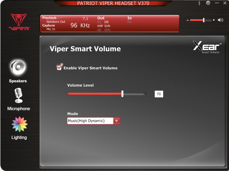 Настройки функции Viper Smart Volume