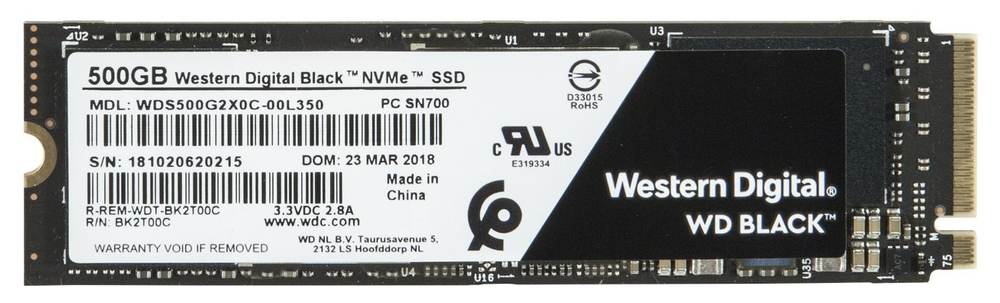 SSD-накопитель Western Digital Black NVMe PCIe SSD 500 Гб