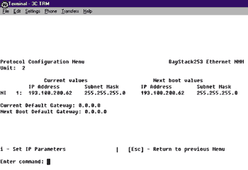 BayStack 253: первый шаг — назначаем сетевой адрес через порт RS-232
