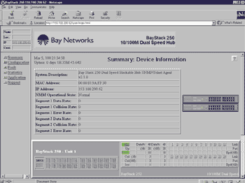 BayStack 253 — главная панель WWW-интерфейса