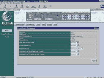Управление портом  концентратора DFE-2624lix при помощи браузера
