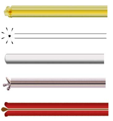 Рис. 55. Примеры графических полос, получившихся при использовании заготовок из разных тюбиков