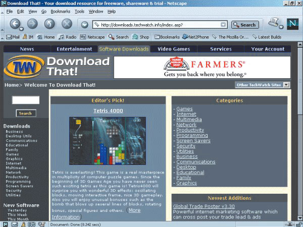 Интерфейс Netscape Navigator 7.1