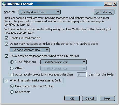 Почтовый клиент Netscape 7.1 управляет фильтрацией спама