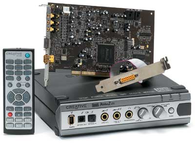 SoundBlaster Audigy 2 ZS Platinum Pro комплектуется внешним коммутационным модулем и пультом ДУ