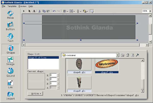 Рис. 21. Интерфейс программы Sothink Glanda 2001a