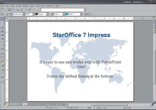 Рис. 3. Средство создания презентаций StarOffice Impress 