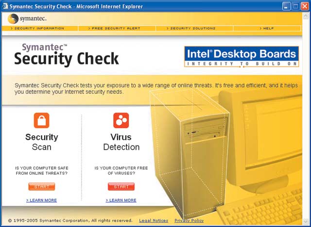 Рис. 11. Интерфейс  запуска проверки приложения Symantec Security Check