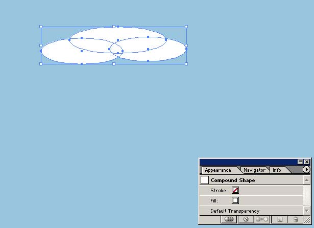 Рис. 42. Изображение после объединения окружностей в форму создаваемого облака (изображение и палитра Appearance)