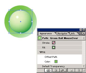 Рис. 68. Исходный вид кнопки в стиле Green Ball MouseOver