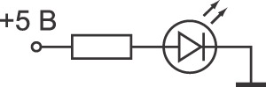 Рис. 8. Схема подключения одного светодиода