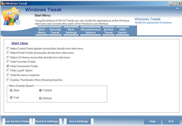 Рис. 5. Настройка интерфейса утилитой Windows Tweek