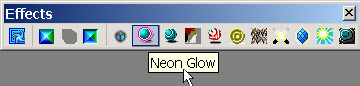 Рис. 16. Появление инструмента Neon Glow на панели инструментов Effects