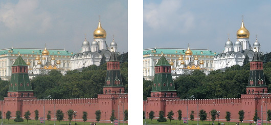 Рис. 25. Фрагмент панорамы до (слева) и после цифровой обработки