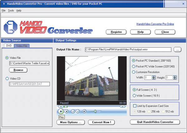 Преобразование видеофрагмента с помощью утилиты HandoVideo Converter Pro 1.2 