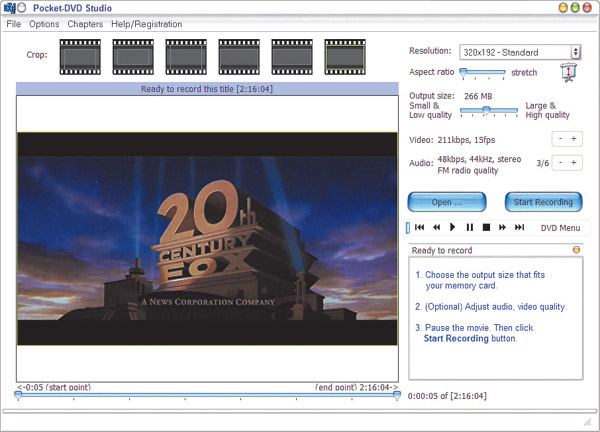 Преобразование видеофрагментов с помощью утилиты Pocket-DVD Studio (PQDVD.com)