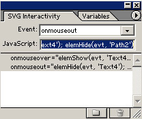 Рис. 57. Окончательный вид палитры SVG Interactivity для объекта Text1