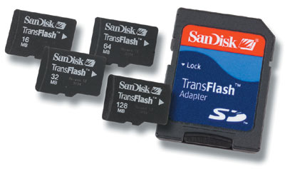 Карты TransFlash и адаптер для их подключения в слот SD/MMC