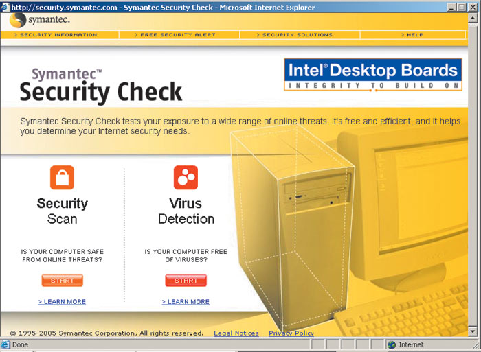 Рис. 8. Интерфейс  запуска проверки приложения Symantec Security Check