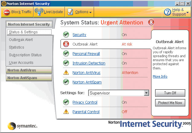 Рис. 26. Антивирусная программа Norton Internet Security 2005