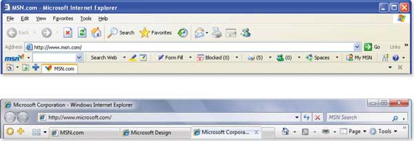 Обновленный интерфейс Internet Explorer 7