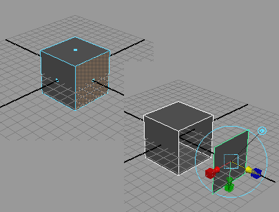 Рис. 26. Исходный куб (слева) и куб с извлеченной и перемещенной гранью (справа)