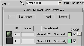 Рис. 56. Окно редактора материалов с созданным материалом Multi/Sub-Object