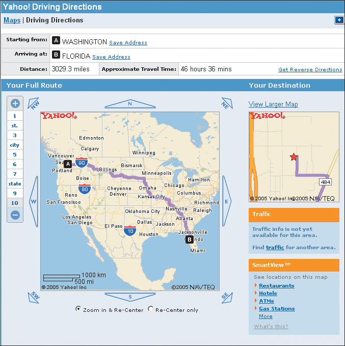 Рис. 13. Результат поиска оптимального маршрута (Yahoo! Maps)