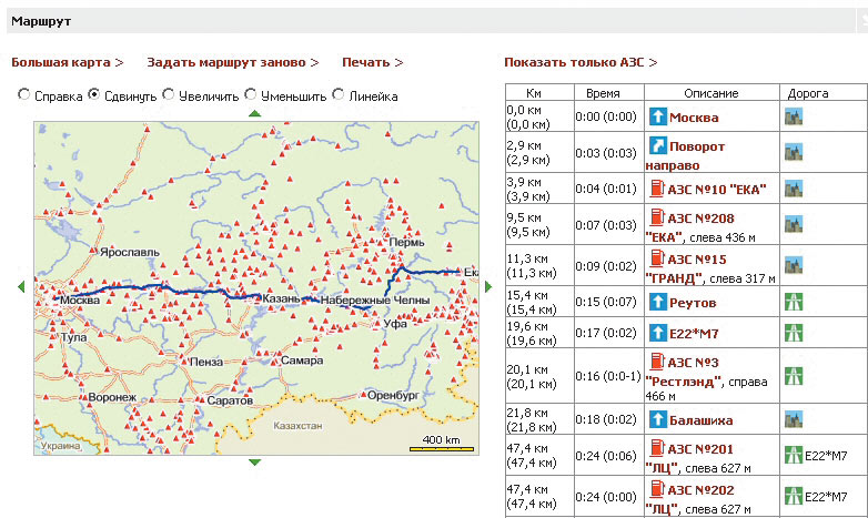 Рис. 15. Результат поиска оптимального маршрута (http://www.licard.ru/)