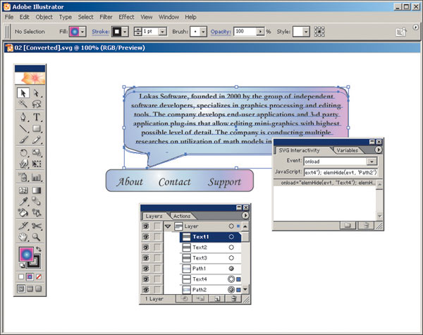 Рис. 3. Создание интерактивного SVG-элемента в Adobe Illustrator