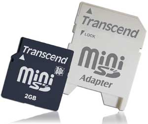 Карта miniSD компании Transcend емкостью 2 Гбайт