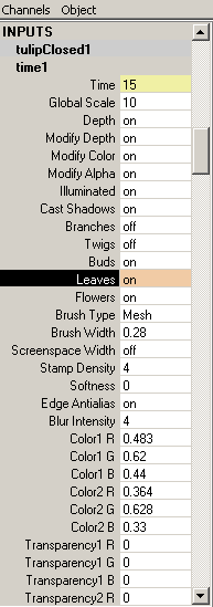 Рис. 56. Создание ключей для параметра Leaves (15-й кадр) 