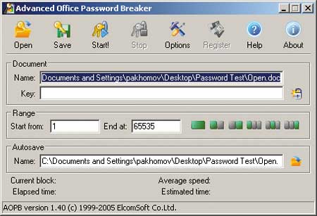 Главное окно утилиты Advanced Office Password Breaker