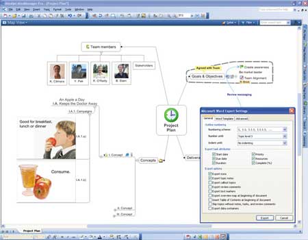 Возможности MindManager Pro 6 по интеграции с приложениями Microsoft Office