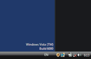 Отображение номера сборки Windows Vista на рабочем столе
