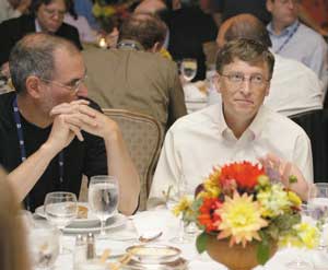 Стив Джобс и Билл Гейтс вместе